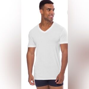 NWT Texere men’s bamboo White V-Neck T-Shirt, size L minimalist basic casual